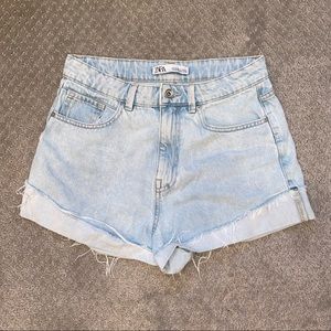 Zara light wash high rise jean shorts